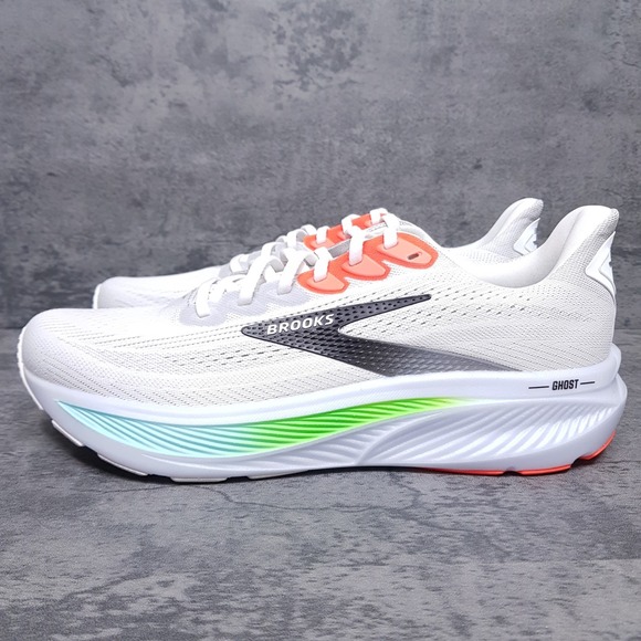 BROOKS‎ Ghost 17 Running Shoes Mens Size 14 D White Pink Gecko